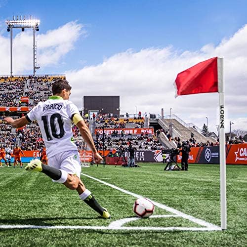 4 UEFA Regulation Corner Flags | Pro Corner Pole and Flag Set | Gameday Equipment Essentials