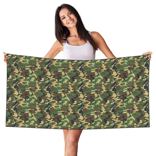 Jkkghll Verde Militare Camo Stampa Leggero Telo Mare Piscina Coperta Esterna Per Vacanze Spa Viaggi Campeggio Picnic