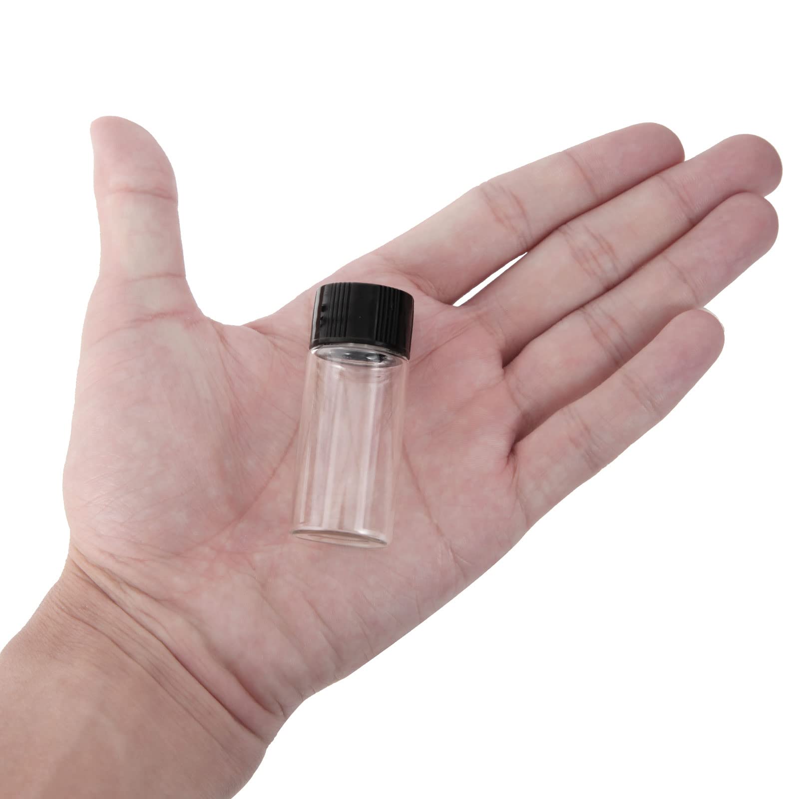 Trasparente Fiale di Vetro da 10 ml con Tappi a Vite e Tappi di Plastica, Flacone del Campione di Liquido Piccolo, Flacone a Prova di Perdite, 50 Pezzi