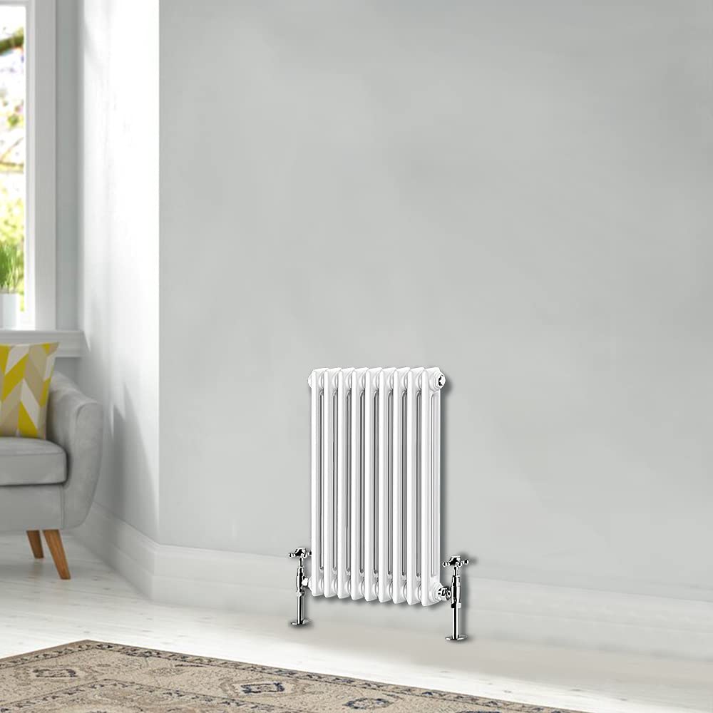 Blümme White Traditional 600 X 425Mm Horizontal Cast Iron Radiator Central Heating Radiators Double Column