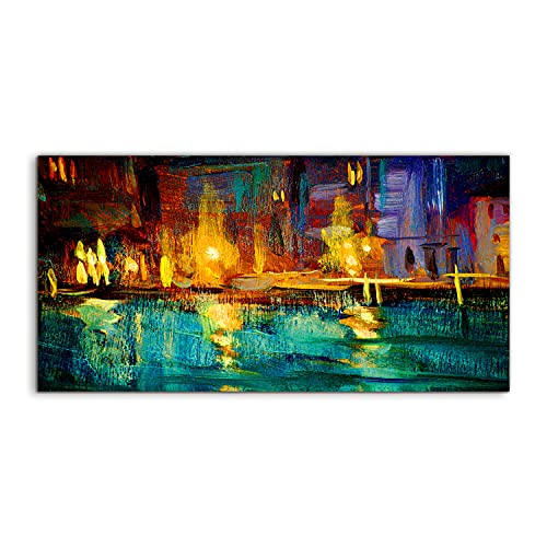 Art mural en verre 120x60cm pour créer une ambiance Venice night au salon