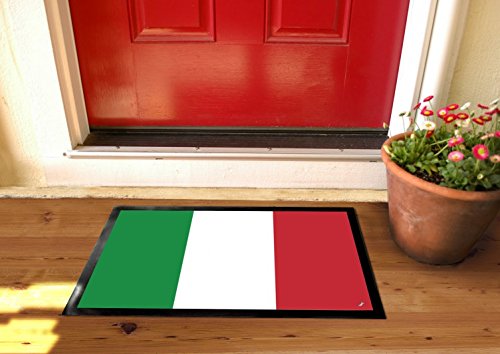 Zerbino Italia 1art1 70x50 Cm Con Bandiere Del Mondo - Resistente In Poliammide, Antiscivolo E Lavabile In Lavatrice