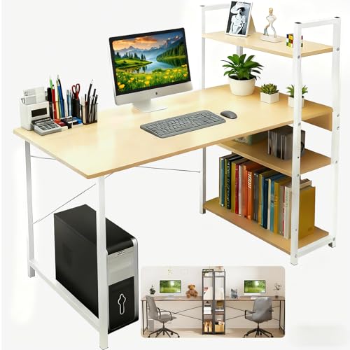 La Mejor Recopilación de Escritorios Home Depot Top 10. 46 HEAIMO Escritorio Minimalista con Repisa de 3 Estantes, Escritorio para Computadora, Escritorio Gamer, Diseño Minimalista Moderno, Mesa Escritorio para Hogar y Oficina...