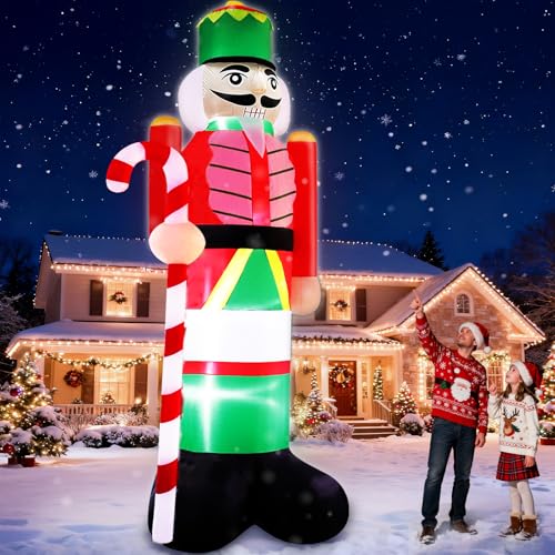 TURNMEON 14FT Giant Christmas Inflatables Nutcracker Soldier Outdoor Decorations Hold