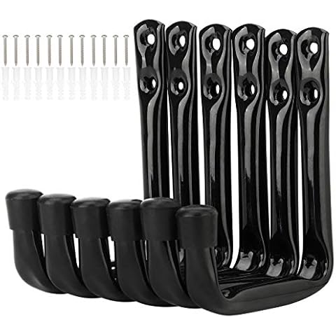 Garage Storage Heavy Duty J Hooks, 6 Pack pipabiba Wall Mount Steel Utility Hanger (11.5cm x 10cm) Cover