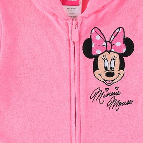 Disney Minnie Mouse Girls Hooded Terry Swimsuit Cover-Up with Ears Zip-Up Beach Robe for Big Kids4