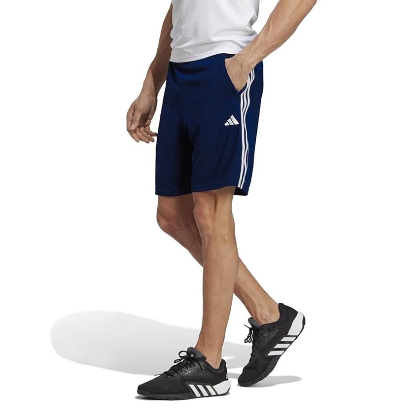 adidas Uomo Train Essentials piqué 3-Stripes Training Shorts, Dark Blue/White, M