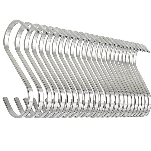 Amazing 🔥 24 Pack ESFUN 4.4 inch Large 304 Stainless Steel S Hooks for Hanging Indoor and Outdoor Rustproof