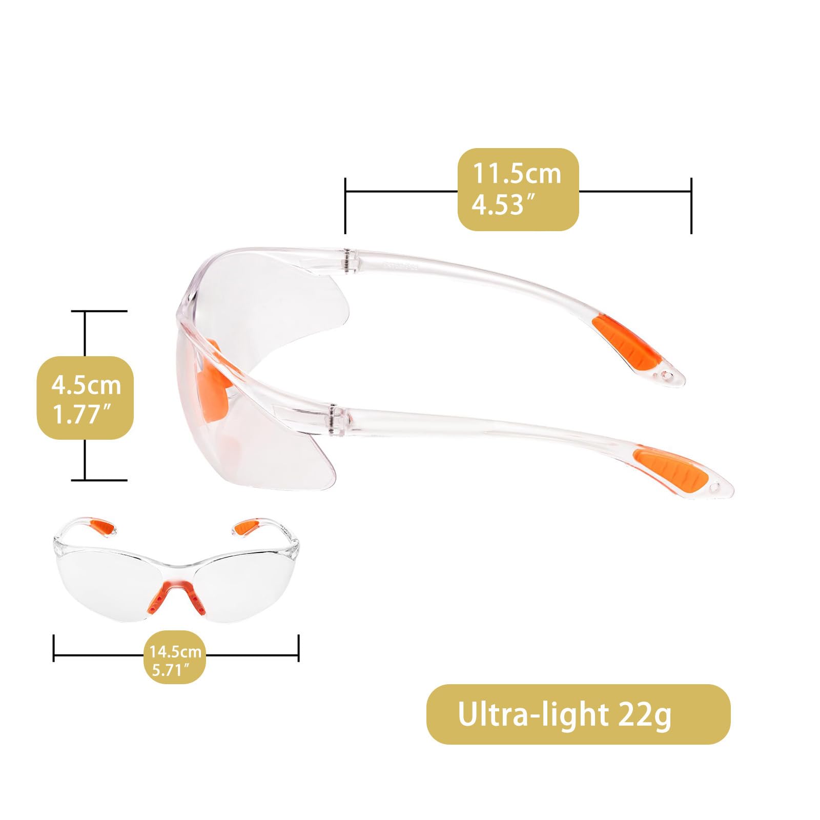Jyvlucient Clear Safety Glasses for Work 12PCS, Multi-Sport, Scratch Resistant, Anti-Fog, Clear Lens, Polycarbonate Frame - Image 2