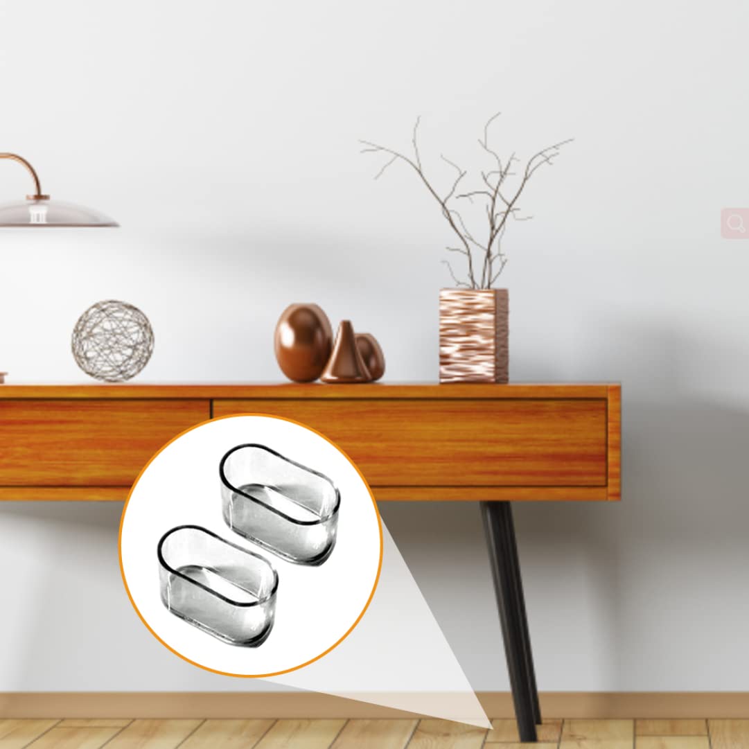 Vistnale 24Pcs Furniture Foot, Chair Leg Caps, Oval Silicone Furniture Foot Pads Tablecloth Floor Scratch Protectors, Transparent 2.5 X 5Cm
