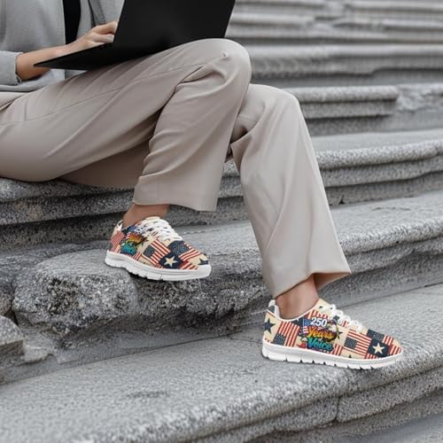 Image of Jeiento American Flag Shoes Men's Fashion Sneaker Sports Running Shoes Causal Travel Walking Flat Shoe Breathable