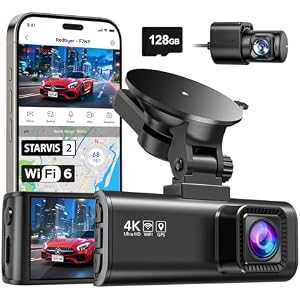 REDTIGER 4K Dash Cam Front and Rear, Fastest 5.8GHz Wi-Fi6 Dashcam with 128GB SD Card, STARVIS 2 Ultra Night Vision Dash Camera, 3.18” Screen, 170°Wide Angle, 24H Parking Mode, Max 512GB(F7N