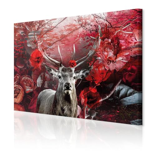 decomonkey Bilder Hirsch Abstrakt 90x60 cm 1 Teilig Leinwandbilder Bild auf...