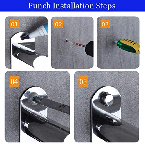 Toallero de baño para ahorrar espacio de 40 cm con ganchos de pared inox 7