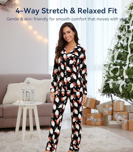 Image of WiWi Viscose from Bamboo Women's Pajamas Set Super Soft Button Down Top and Pants Sleepwear Cooling Pjs S-3X