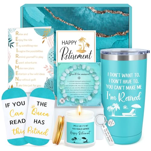 Image of Retirement Gift for Woman 2026 Retired Gifts for Women Happy Cool Retirement Gift Basket for Women Coworker Teacher Nurse Friend Boss Mom Grandma Retirees, 20Oz Tumbler Card The Queen Has Retired Sock