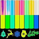 Glow in Dark Heat Transfer Vinyl 8 Sheets 12' x 10' Glow in The Dark Iron-on Adhesive Transfer Vinyls Luminous HTV Rolls Bundle for T-Shirts Fabric Supplies Cricut & Silhouette DIY Halloween Craft
