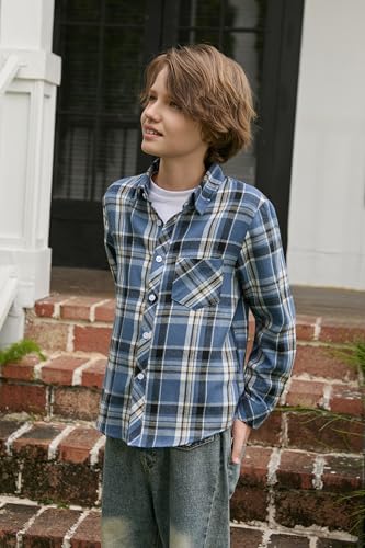 Image of Betusline Boy and Men Button Down Plaid Shirt | Soft,Breathable and Comfortable Fabric