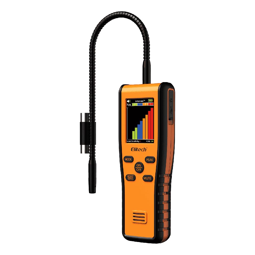 Elitech Inframate D - Detector de fugas de refrigerante con sensor infrarrojo, pantalla Tft, diodo calentado y batería recargable, buscador de fugas Sniffer Hvac profesional para gas climatizador