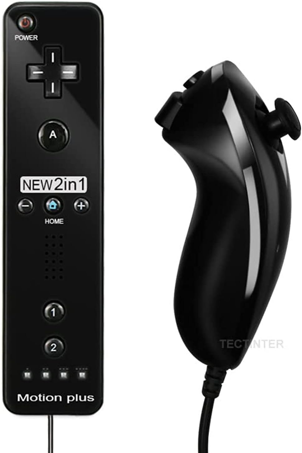 SKEIDO 2 in 1 Wireless Remote Controller compatible with Nunchuk Nintendo Wii Built-in Motion Plus Gamepad and Silicone Case Motion-Black