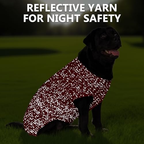 Image of KYEESE Reflective Yarn Dog Sweater for Medium Dogs Thick Knit Pullover | Reflective for Visibility, Leash Hole for Walk, Stretchy Fit, Lightweight & Warm, Gentle on Sensitive Skin, Winter Daily Wear
