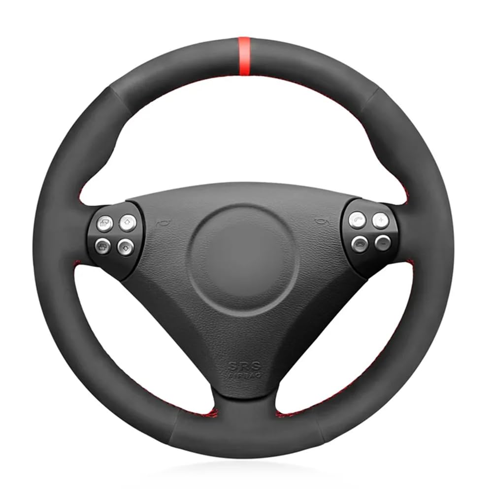 HATHWAYFit For Mercedes Benz SLK Class R171 2004-2008, Car Hand Sewing Steering Wheel Cover, Black Suede Anti-Slip and Breathable