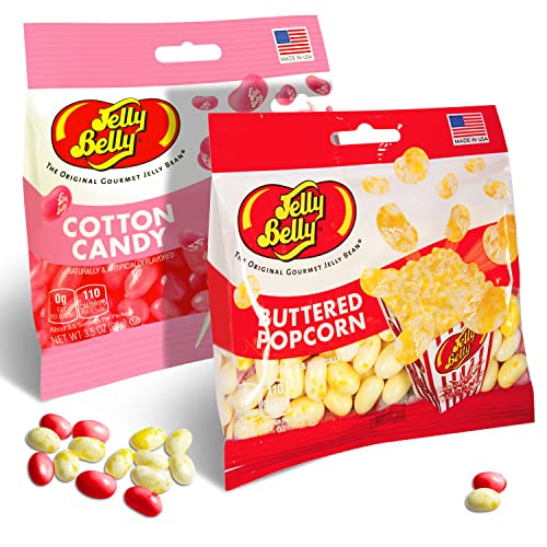Jelly Belly Buttered Popcorn Jelly Beans And Pink Cotton Candy Jelly Bellies, Pack Of 2 #TOP13