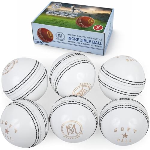 Balle de cricket souple blanche entraînement enfant et adulte accessoire sport loisir