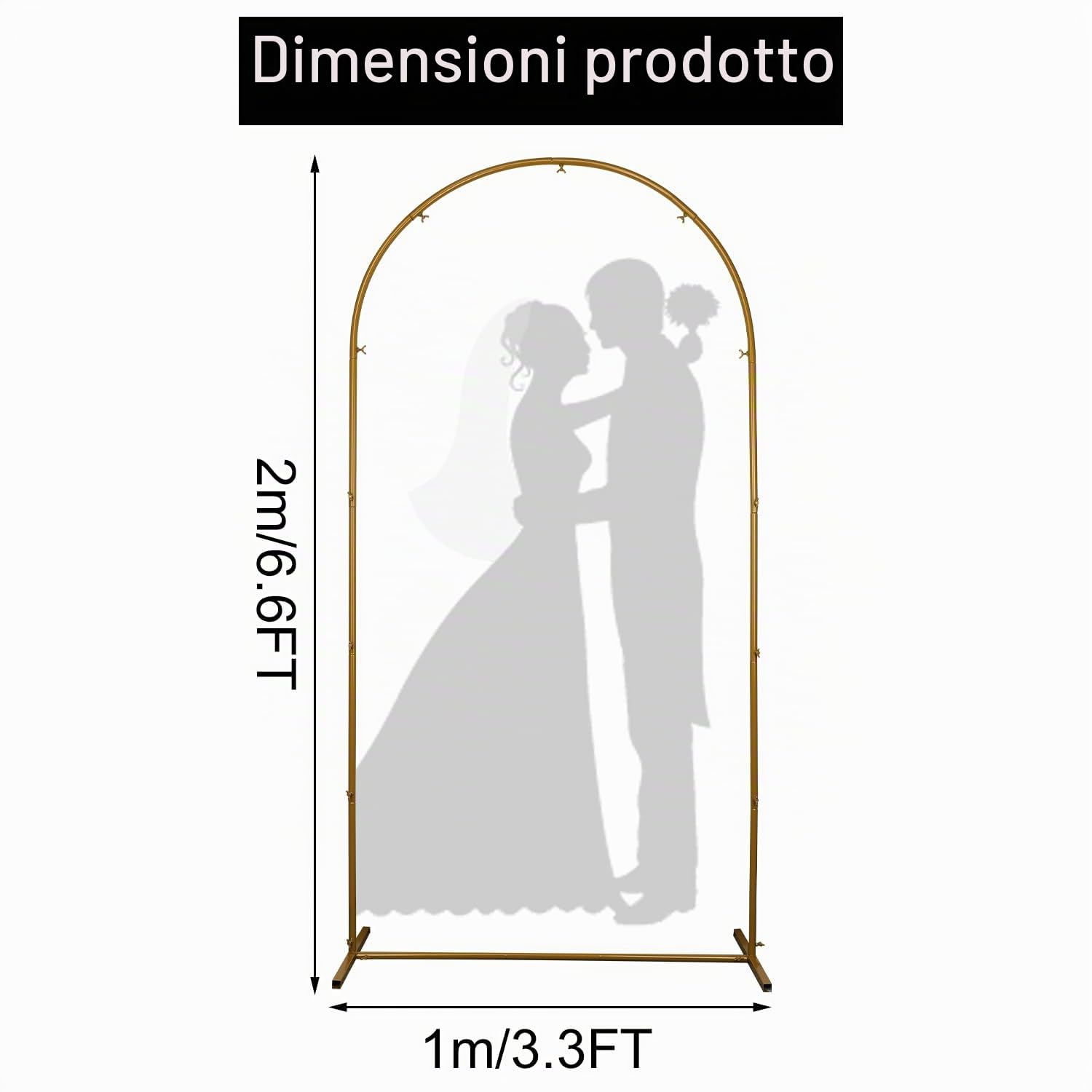 Arco Nuziale in Metallo, 2m Wedding Arch Frame Supporto per Arco Matrimonio Metallo Arco Porta Matrimonio per Cerimonia di Nozze Anniversario Festa di Compleanno Celebrazione