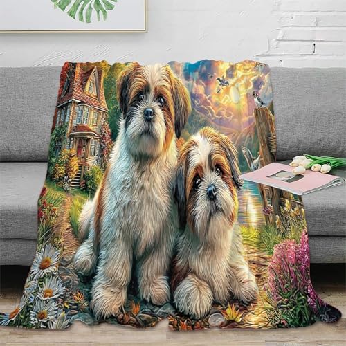 SPACESK Dogs in Garden Impression Douce Moelleuse Flanelle Couverture De Lit Jeté Canapé Convient Adultes Et Enfants Rester Chaud en Hiver pour Voyager Lit Ou Canapé...