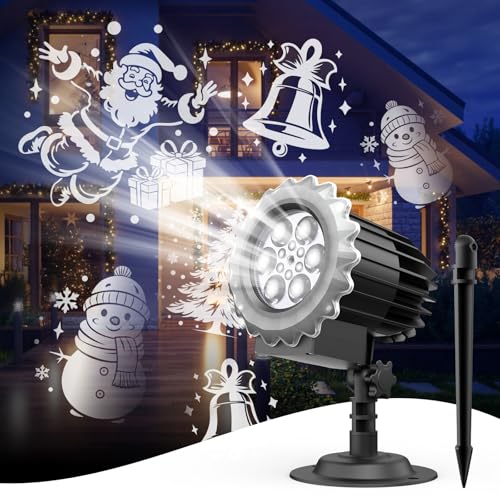 Acebliss Christmas Outdoor Santa Snowflake Projector Light, Upgrade Holiday Indoor Projector Lights for Xmas Party Garden Yard Deco Landscape Decoration