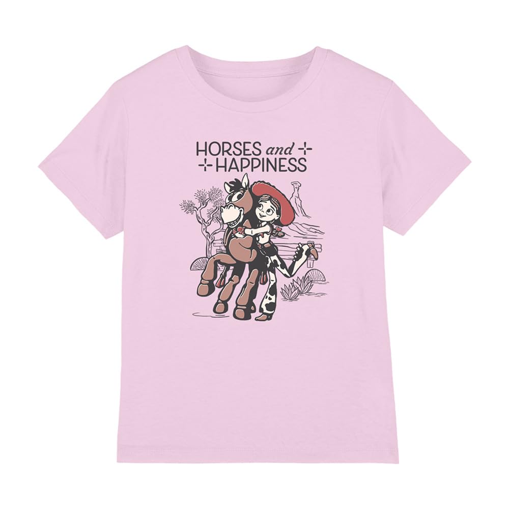 Disney Toy Story 5 Jessie and Bullseye Western Sketch Kids T Shirt, Pink, 7-8Y