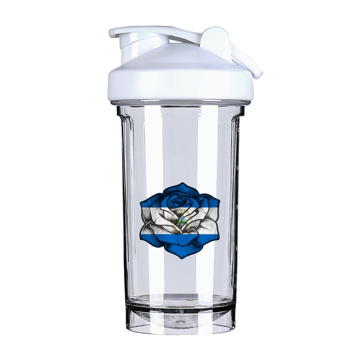 Rose Nicaragua Flag 18 Ounce Shaker Bottle Drink Mixer Leak-proof Pre Workout Protein Shakes Meal Replacement Shakes Bottles 500ML/18 Oz White-22