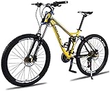 LBWT Unisex Folding Mountain Bike, 26 Inch MTB Bicycle, Aluminum Alloy Frame, 24/27 Speed, Dual Suspension, with Double Disc Brake (Color : Yellow, Size : 24 Speed)