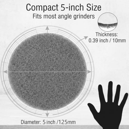 Image of 20 Pcs 5 inch Drill Brush Scrubber Scouring Pads | 800 Grit, Hook & Loop Power Scrubber Scouring for Rotary Tools, Random Orbital Sander (Grey)