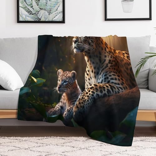 Manta cálida de microfibra de leopardo para tardes de sofá y película en invierno 3