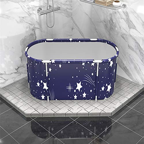 Bdl Portable Folding Bathtub Soaking Bath Tub, Separate Family Bathroom Spa Tub For Adult, Freestanding Bathtub For Shower Stall,Thickening With Thermal Foam To Keep Temperature Starry Night Blue #TOP6