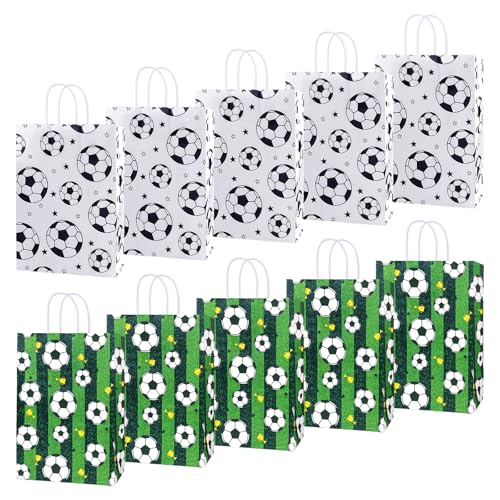 AMFUN 10PCS Fußball Papiertüten, Fussball Geburtstag Tüten, Fußball-party Geschenktüten für...