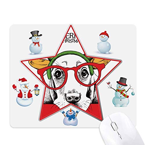 Tapis de souris mignon chien aquarelle et bonhomme de neige féerique
