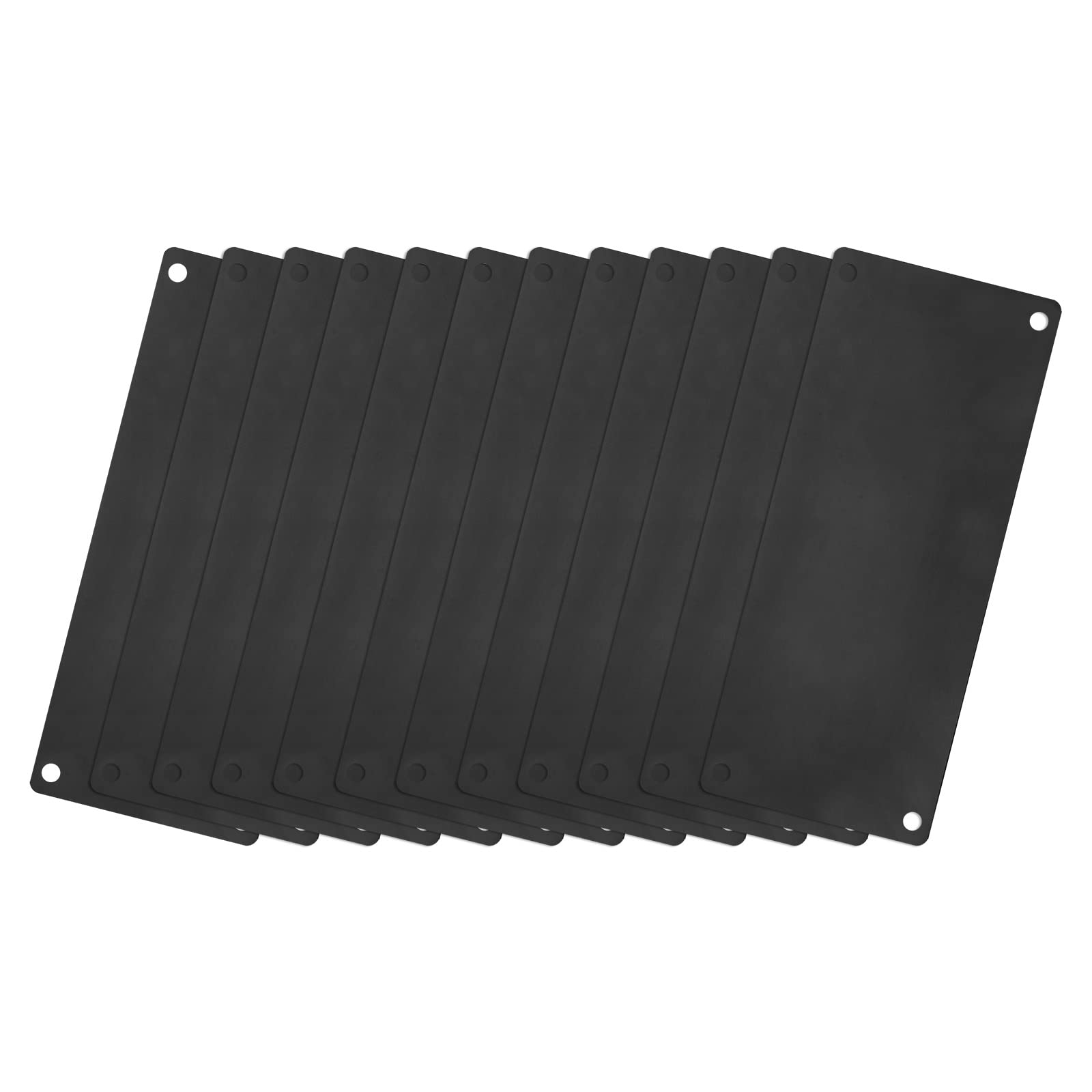 sourcing map Aluminium Blank Tags, 80 x 40 x 0.5mm Rectangle Engraving Blanks Card with 4 Hole for Machine Nameplate DIY Label Tag, 12Pcs (Black)