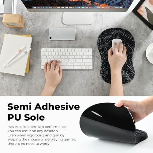 Image of EooCoo Mouse Pad Wrist Support with Massage Design,Ergonomic Mouse Mat,Mousepad Wrist Rest Pain Relief with Memory Foam&Non-Slip Silicone Base,Gaming Mouse Pads for Desk Accessories (12x8 inch,Stripe)