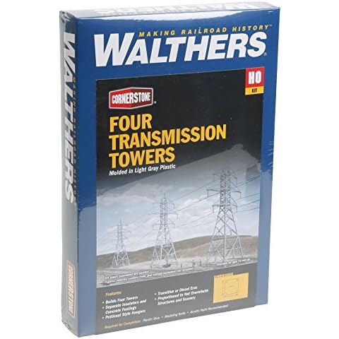 Kit de construcción de torres de transmisión Walthers Cornerstone HO Scale (juego de 4) Cover