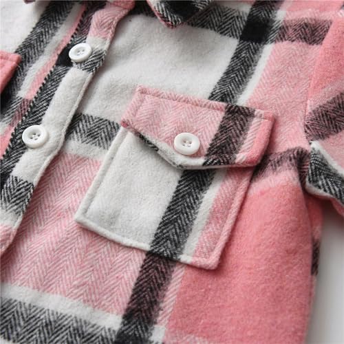 Boys Lined Flannel Shirt Plaid Shacket Unisex Toddler Kids Spring Fall Long Sleeve Jacket Outwear4