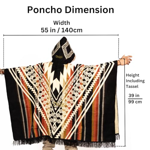 ALPACA Wool Poncho Hooded and, Aztec Pattern, Unique and handmade in Ecuador. Thick, Warm and Soft Wool Poncho2