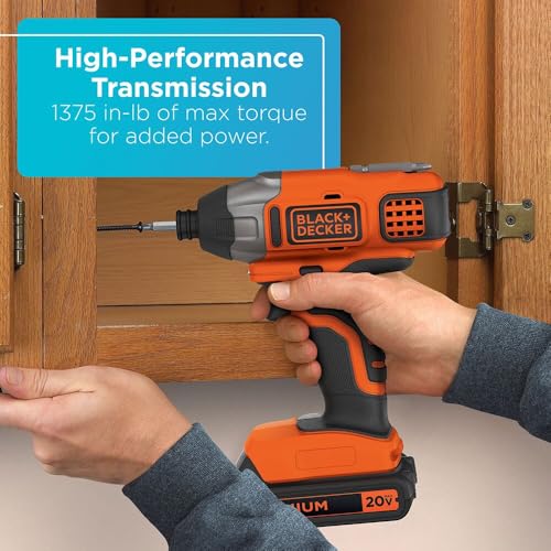 BLACK+DECKER 20V MAX Cordless Drill and Impact Driver, Power Tool Combo Kit with Battery and Charger (BD2KITCDDI) thumbnail 7