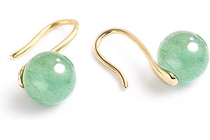 GLLBTPT Vintage 925 Sterling Silver Women's Green Jade Drop Earrings, Handmade Lucky Jewelry