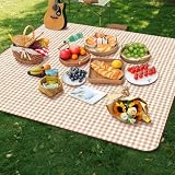 AYBUY Koc piknikowy, 150 x 200 cm, składany koc kempingowy z wodoodpornym spodem, odporna na piasek mata plażowa z uchwytem do noszenia, nadaje się do prania, koc piknikowy do użytku na zewnątrz, na