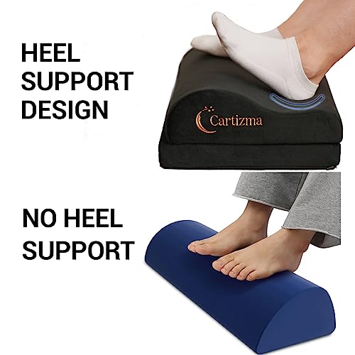 Cartizma Ergonomic Foot Rest for Under Desk at Work - Wavy Shaped for Heel Support, Memory Foam, Anti-Slip, Washable Cover - Office & Gaming Footrest, Back & Leg Pain Relief, Desk Foot Stool (black) - Image 6