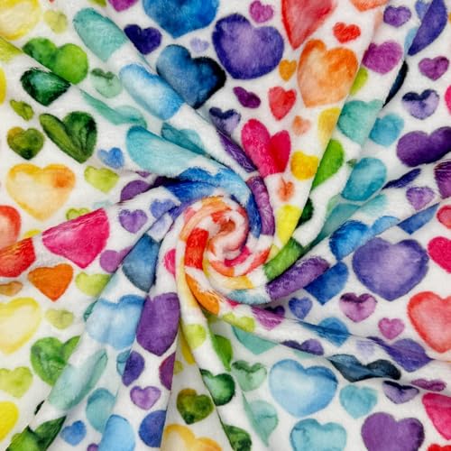 Tissu polaire super doux arc-en-ciel au mètre tissu peluche cœur 10m