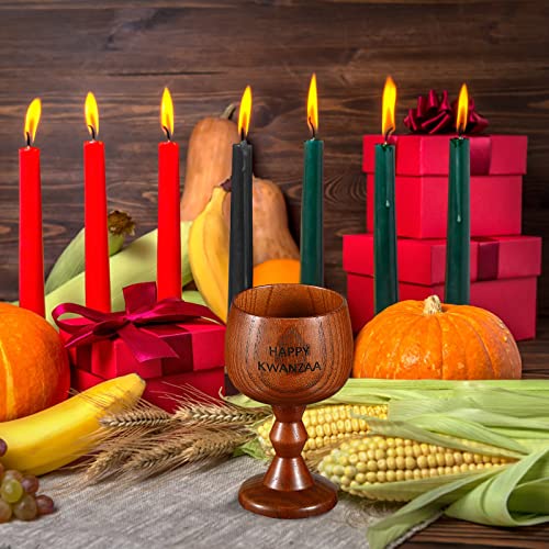 Kwanzaa Cup Wooden Kwanzaa Unity Cup Jujube Chalice Goblet Happy Kwanzaa Wood Drinking Cup Wood Wine Glass for Kwanzaa Libations Kwanzaa Ceremony Celebrating Communion Water Coffee, 5 oz